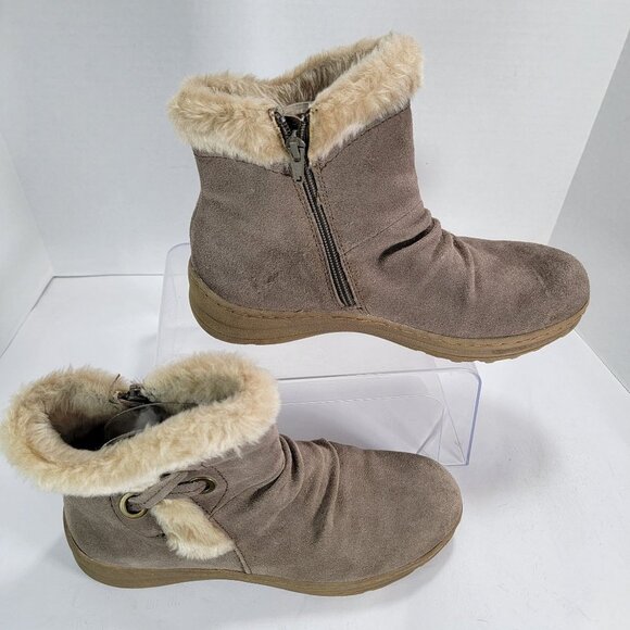 Bare Traps Womens 8.5 Tan‎ Leather Winter Snow Boots Stylish Classic Short - Picture 11 of 11